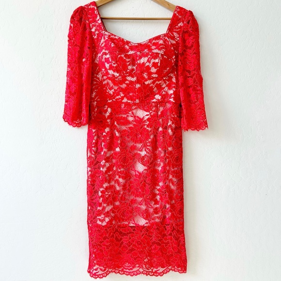 Arrogant Cat London Red Crochet Lace Bodycon Dress, Size 10, Excellent Condition - Picture 1 of 12